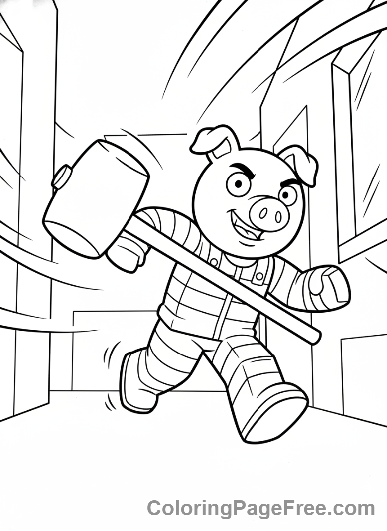Roblox coloring page - Piggy Character Chasing