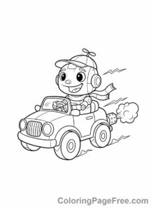 Robot coloring page - Robot driving car