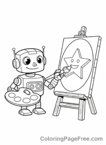 Robot coloring page - Robot painting picture