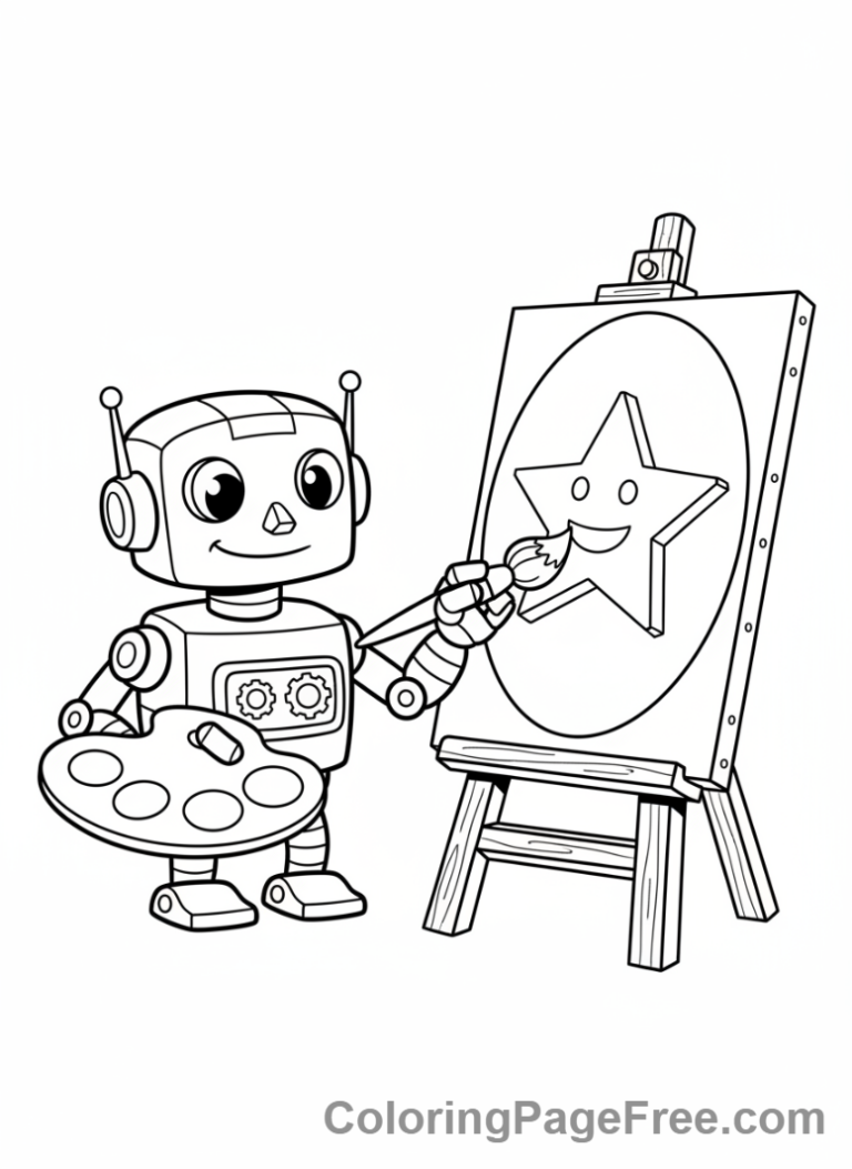Robot coloring page - Robot painting picture
