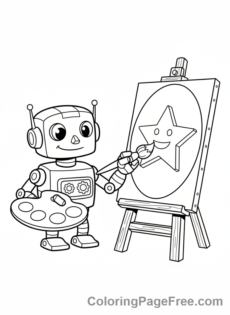 Robot coloring page - Robot painting picture