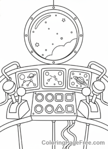 Rocket coloring page - Rocket cockpit controls