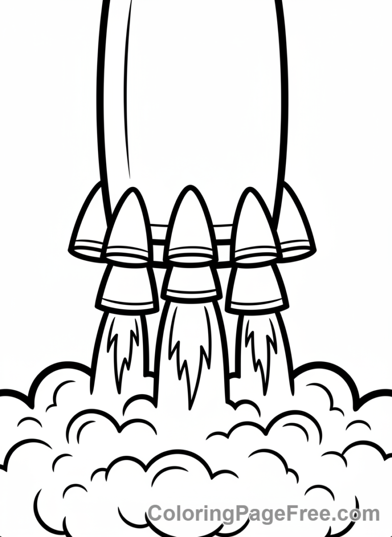 Rocket coloring page - Rocket engine firing