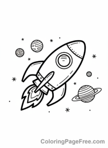 Rocket coloring page - Rocket flying space
