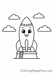Rocket coloring page - Rocket on launchpad