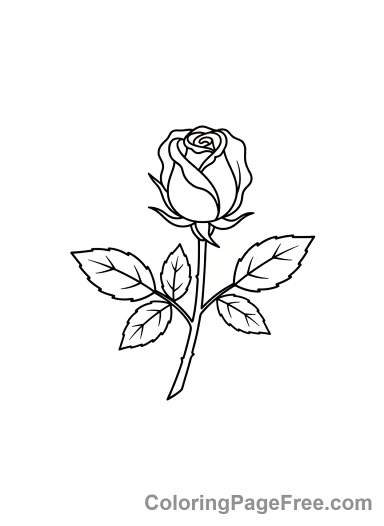Rose coloring page - Rose bud simple