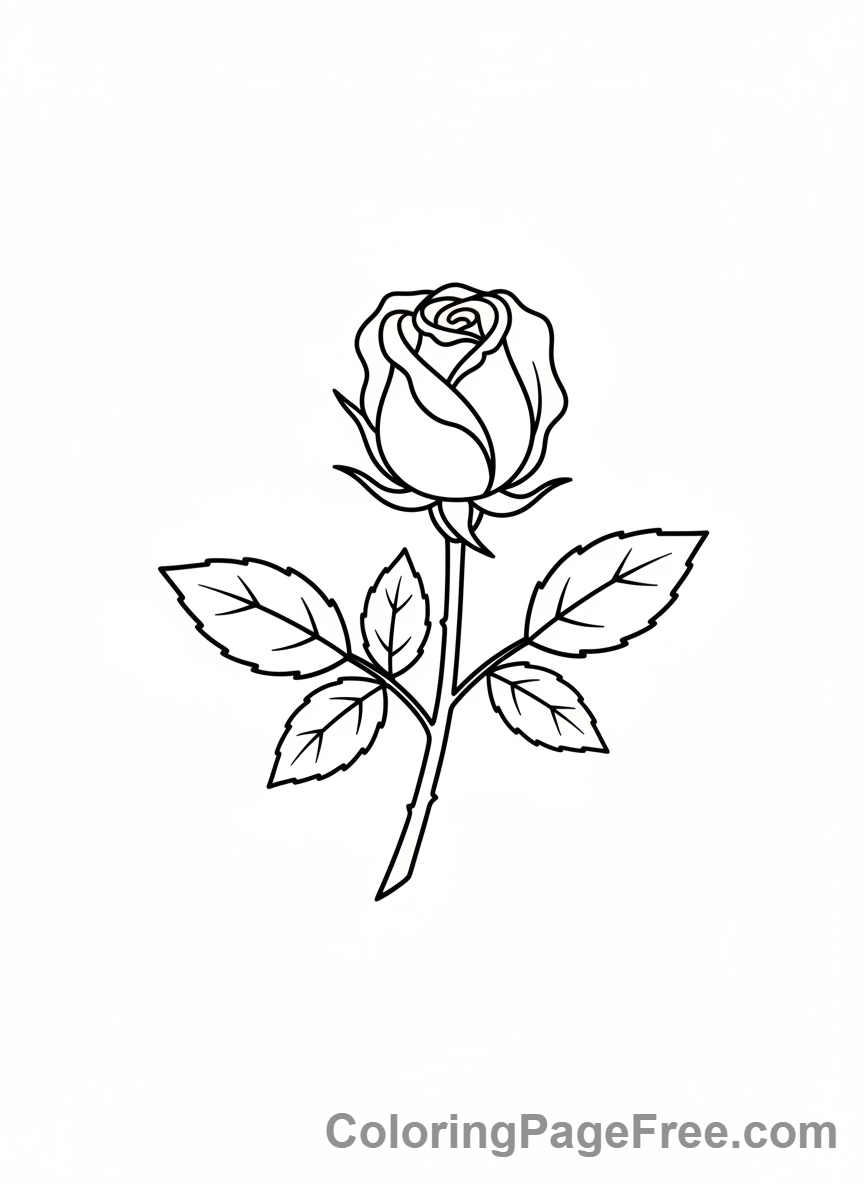 Rose coloring page - Rose bud simple