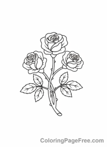 Rose coloring page - Rose bush garden