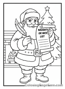 Santa Claus coloring page - Santa checking list