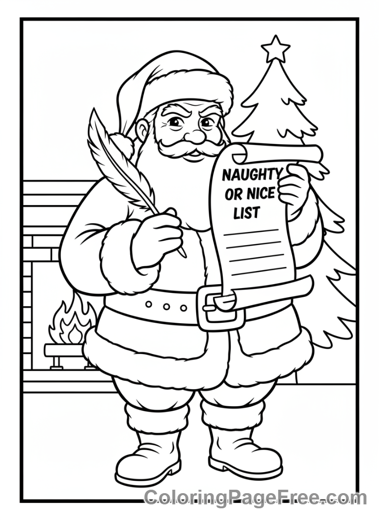 Santa Claus coloring page - Santa checking list