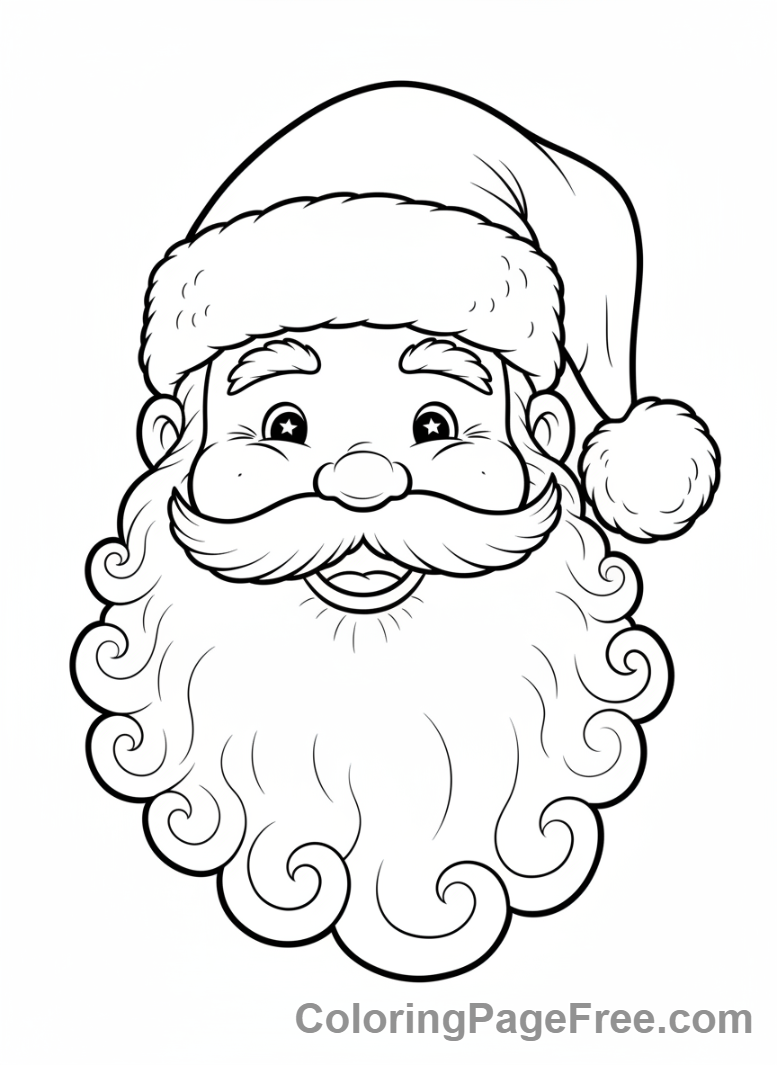 Santa Claus coloring page - Santa close-up smiling