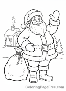 Santa Claus coloring page - Santa full body waving