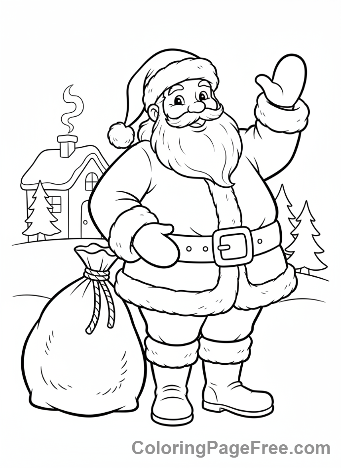 Santa Claus coloring page - Santa full body waving