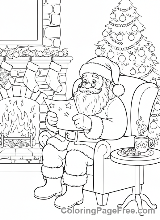 Santa Claus coloring page - Santa reading letter