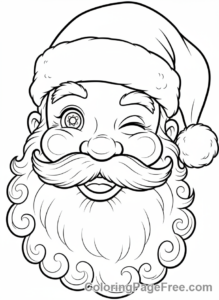 Santa Claus coloring page - Santa winking eye
