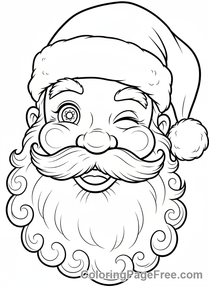 Santa Claus coloring page - Santa winking eye