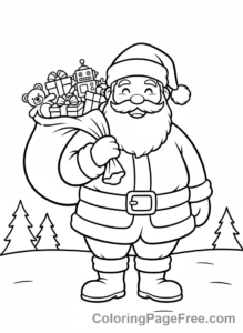 Santa Claus coloring page - Santa with gift sack