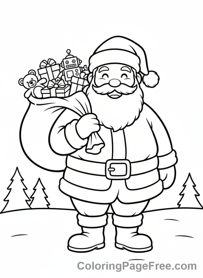Santa Claus coloring page - Santa with gift sack