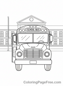 School coloring page - School bus front