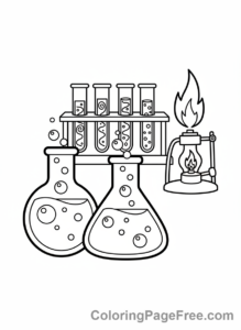 Science coloring page - Beakers bubbling science