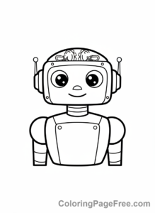 Science Fiction coloring page - Friendly robot face