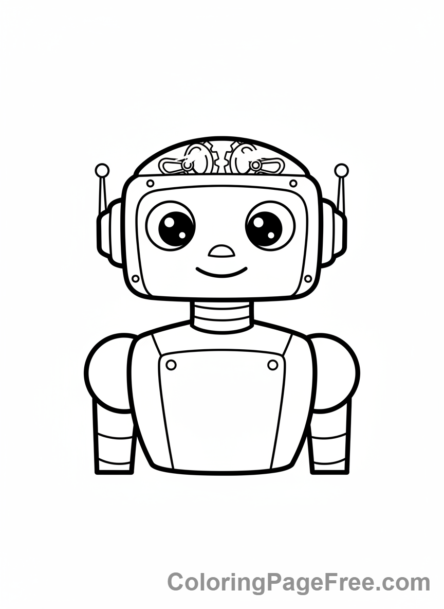 Science Fiction coloring page - Friendly robot face
