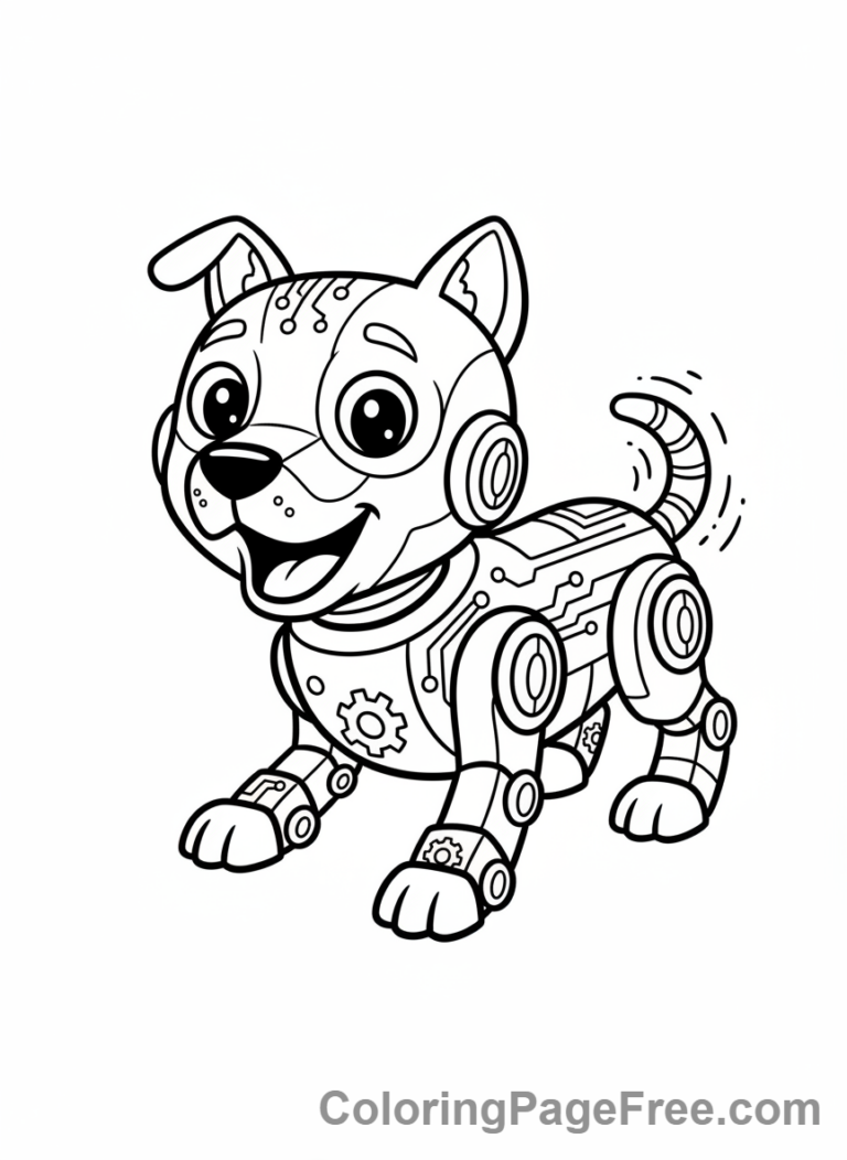 Robot dog pet coloring page