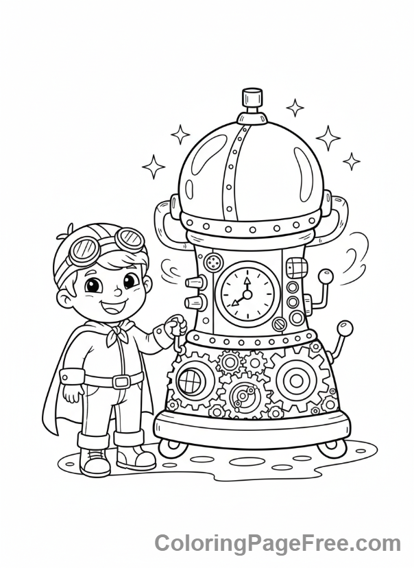Science Fiction coloring page - Time traveler machine