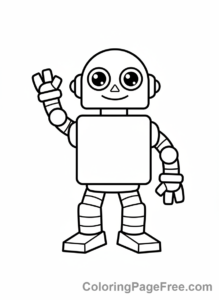 Science coloring page - Friendly robot waving
