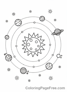 Science coloring page - Planets in solar system