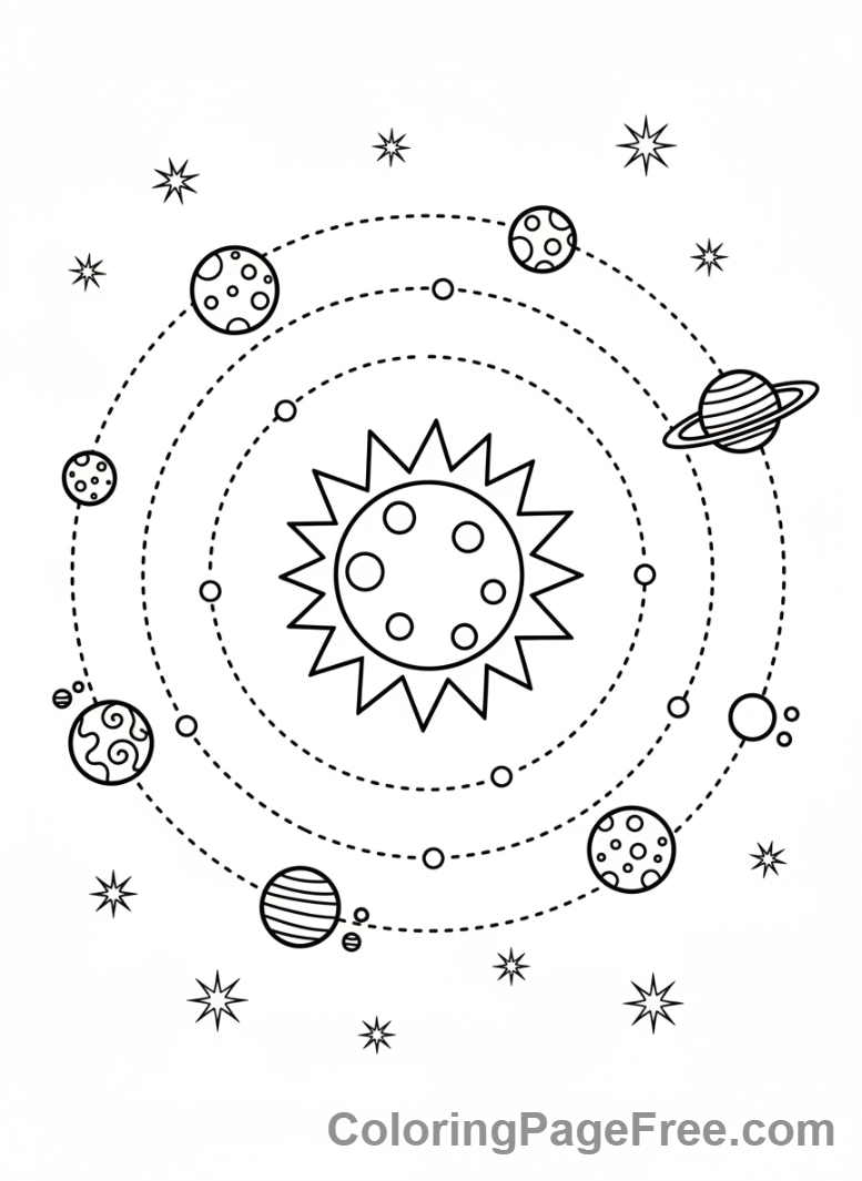 Science coloring page - Planets in solar system