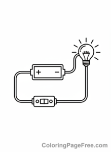 Science coloring page - Simple electric circuit