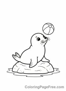 Sea Animals coloring page - Baby seal playing