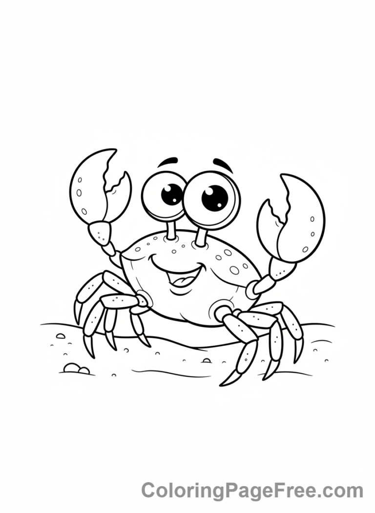 Sea Animals coloring page - Crab on sand