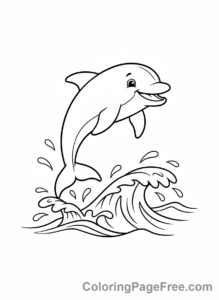 Sea Animals coloring page - Dolphin jumping wave