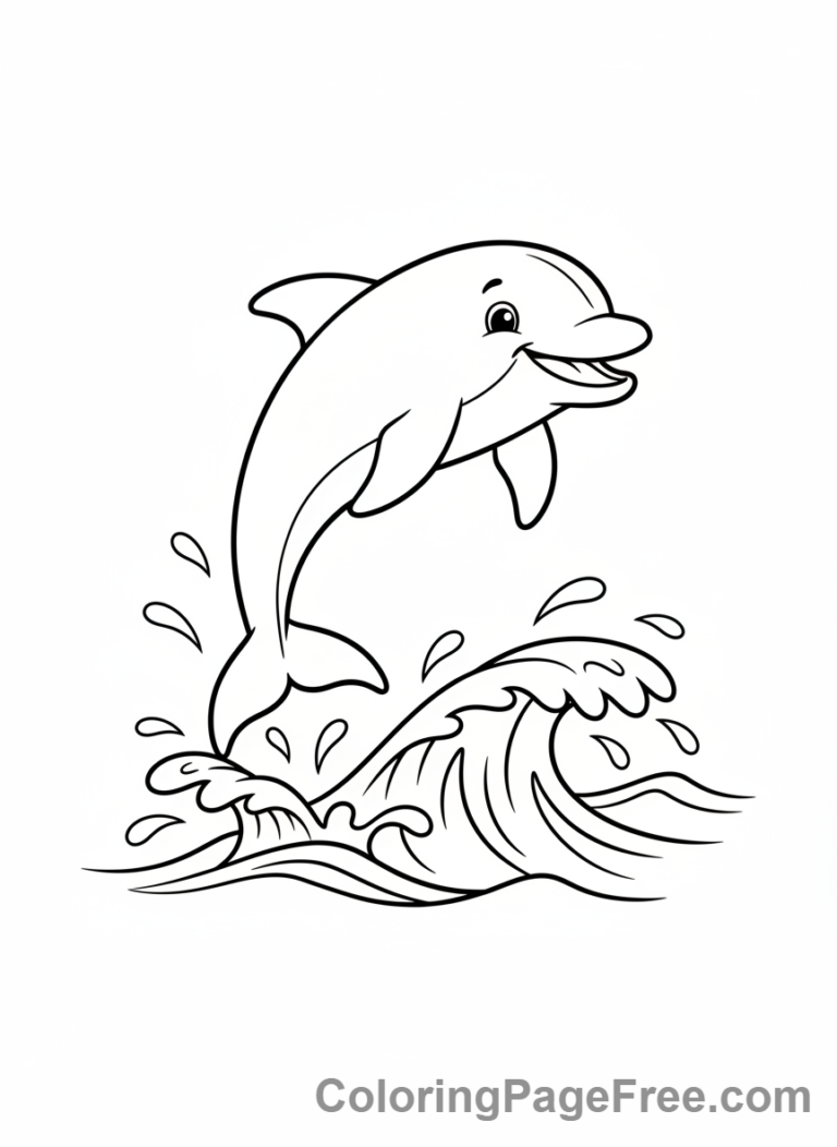 Sea Animals coloring page - Dolphin jumping wave