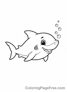 Sea Animals coloring page - Gentle shark bubbles