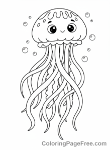 Sea Animals coloring page - Jellyfish floating