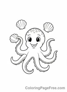 Sea Animals coloring page - Octopus juggling shells