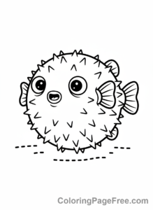 Sea Animals coloring page - Pufferfish puffed up