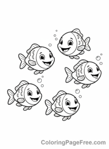 Sea Animals coloring page - School of fish