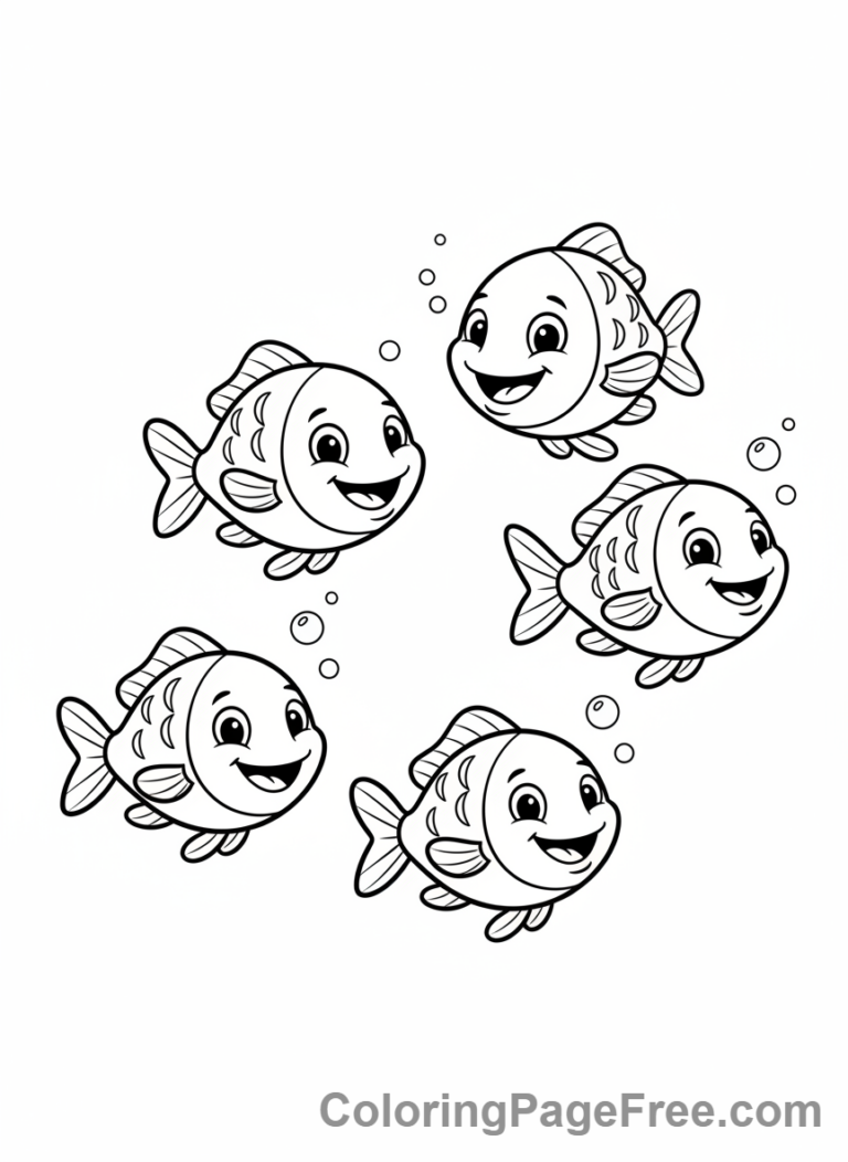 Sea Animals coloring page - School of fish
