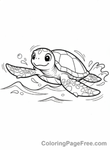 Sea Animals coloring page - Sea turtle swimming