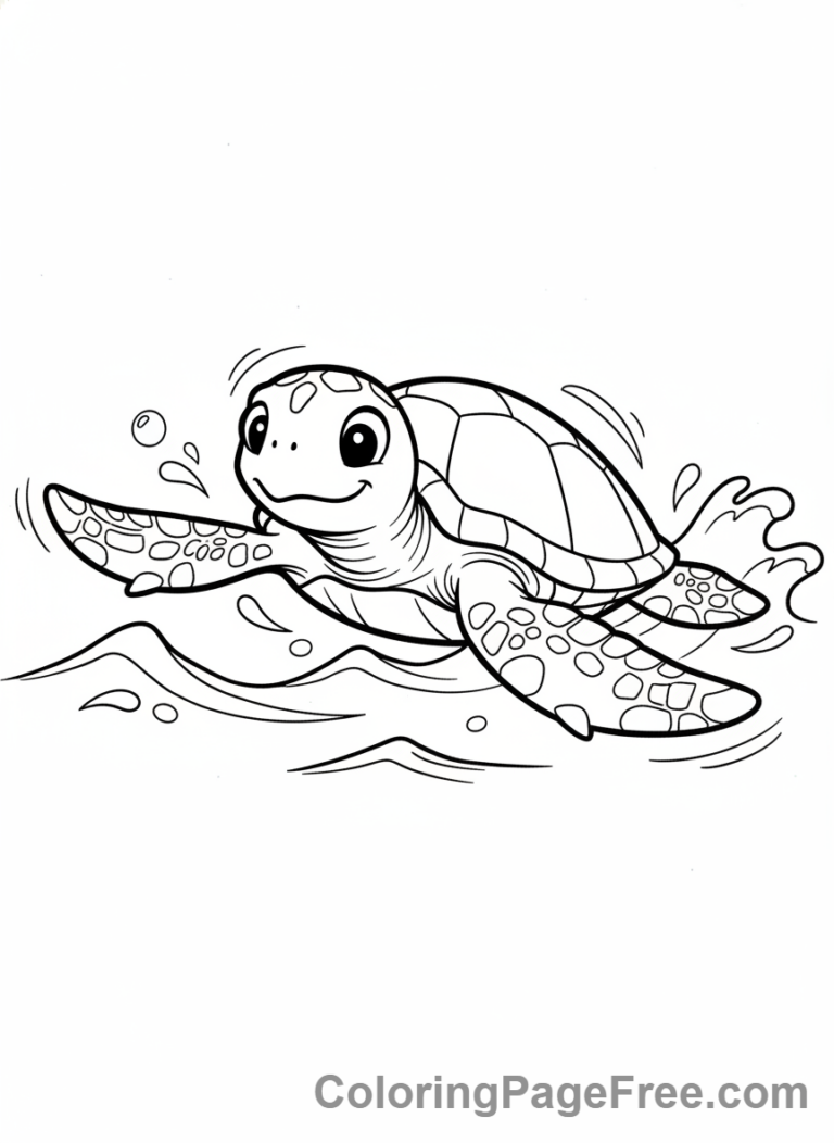 Sea Animals coloring page - Sea turtle swimming