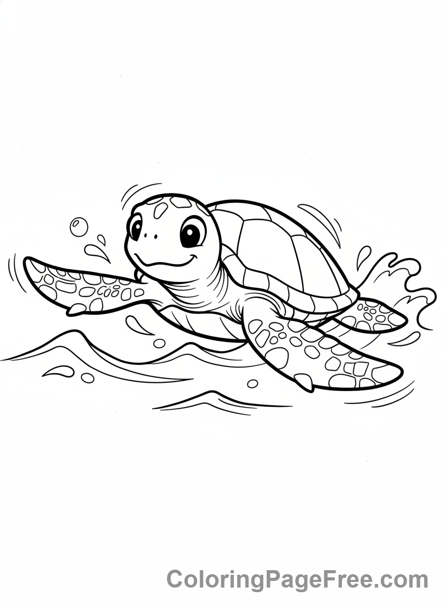 Sea Animals coloring page - Sea turtle swimming