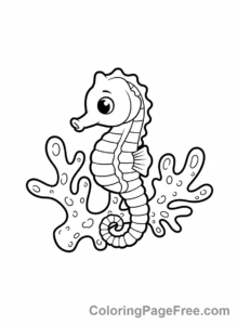 Sea Animals coloring page - Seahorse close-up