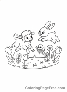 Seasons coloring page - Baby animals playing
