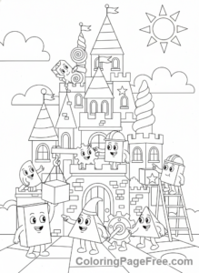 Shapes coloring page - Building Shape Castle