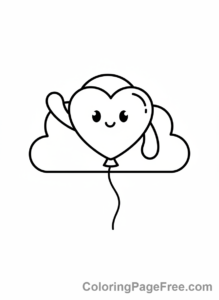 Shapes coloring page - Loving Heart Balloon