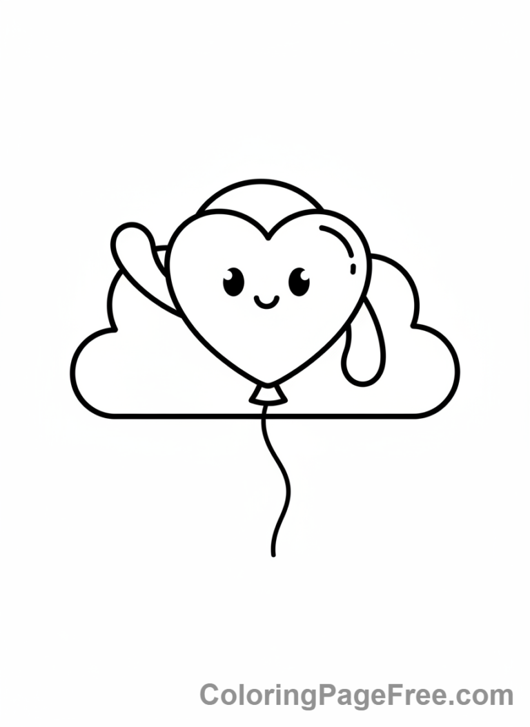 Shapes coloring page - Loving Heart Balloon